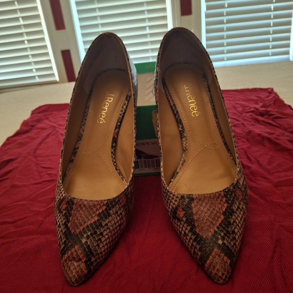 J.Renee Women's Brown Snake Print Shoes
